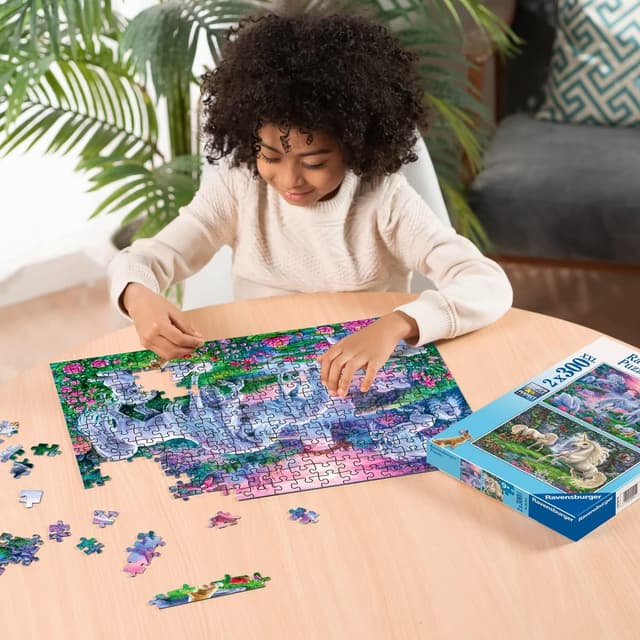 Detalle de Ravensburger Puzzle 2x300 Pezzi Unicorni (2 puzzle da 300) per bambini 9+ | 49 x 36 cm