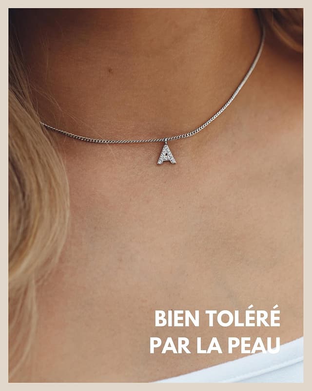 Detalle 2 de Collier à pendentifs initiales argenté GD GOOD.designs EST. 2015 (chaîne en acier inoxydable)