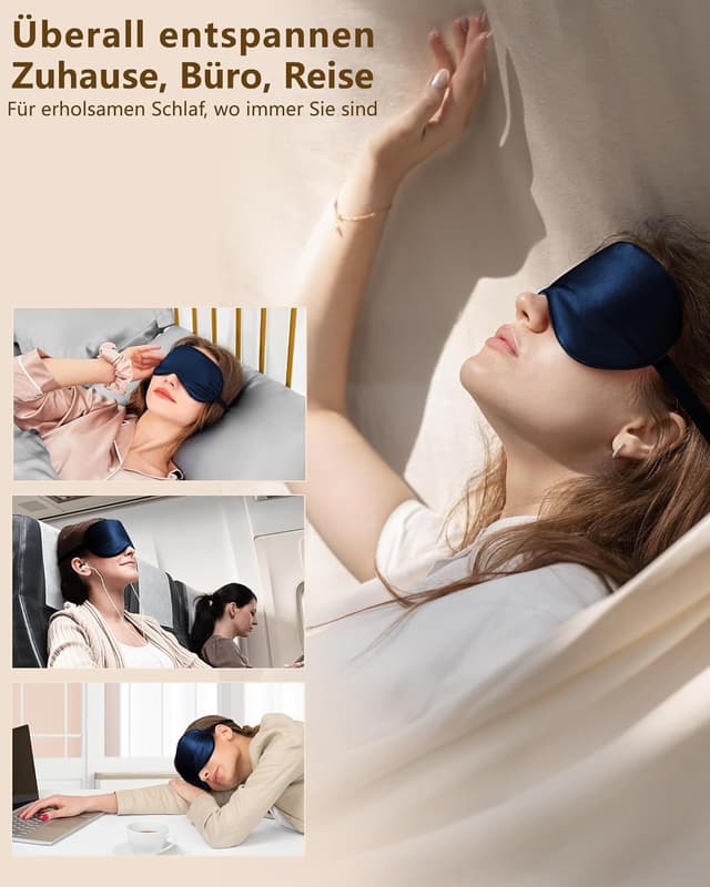 Detalle de Aosun Schlafmaske Seide 100% Maulbeerseide