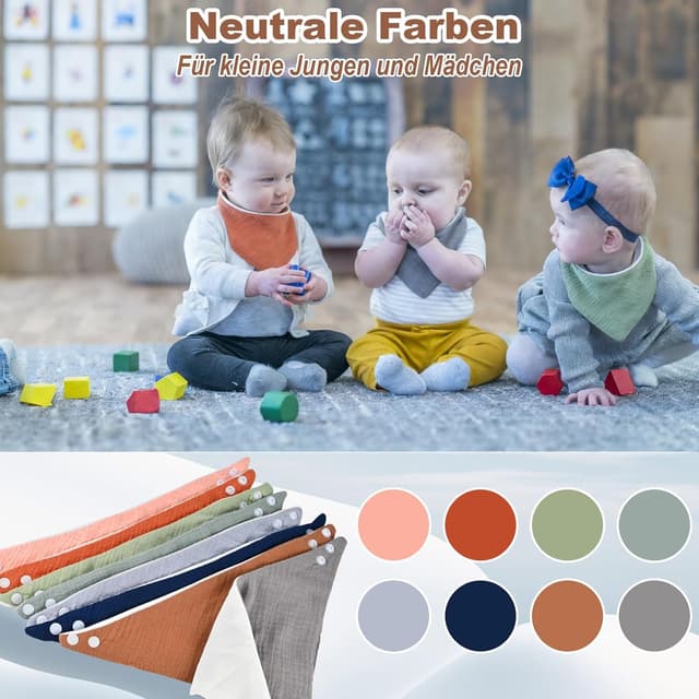 Detalle 2 de Faburo Lätzchen Baby 8er Set Musselin