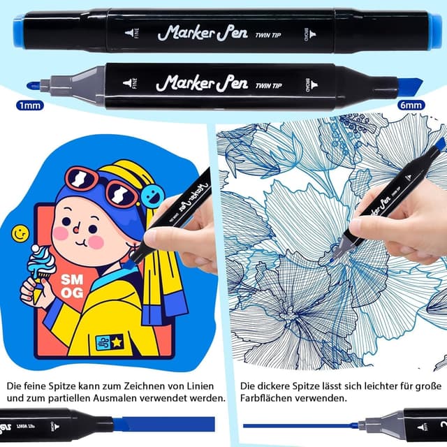 Detalle 2 de TBC The Best Crafts Dual-Tip Alcohol Markers 120 pack 🖊