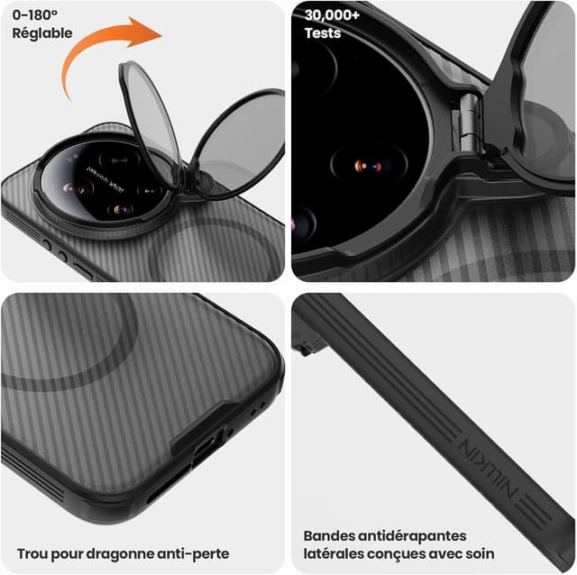 Detalle de Nillkin Magnétique Coque pour Xiaomi 17 Ultra avec protection photo et support compatible MagSafe (noir transparent)
