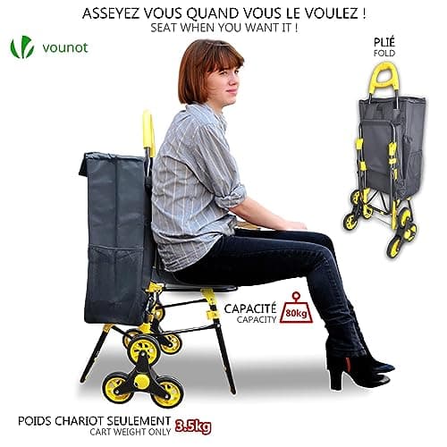 Thumbnail 5 de VOUNOT Carro de la Compra 40 L plegable con asiento 🛒