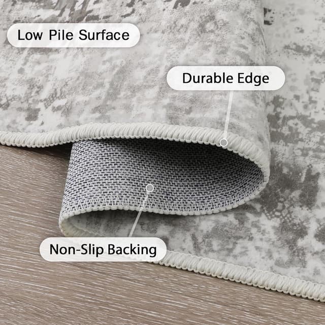 Detalle 2 de BEIMO waschbarer Kurzflor-Teppich für Wohnzimmer & Schlafzimmer (160×230 cm), abstraktes Grau-Braun-Design