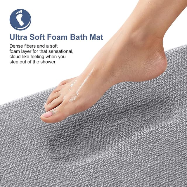 Detalle 2 de OLANLY Thick Memory Foam Bath Mat 44x24 in Grey