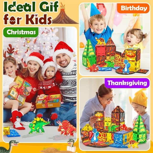 Thumbnail 5 de DINO-LAVA World Magnetic Tiles 48PCS