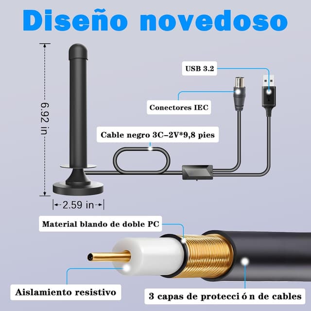 Thumbnail 2 de Antena TDT Interior con Amplificador 3 m