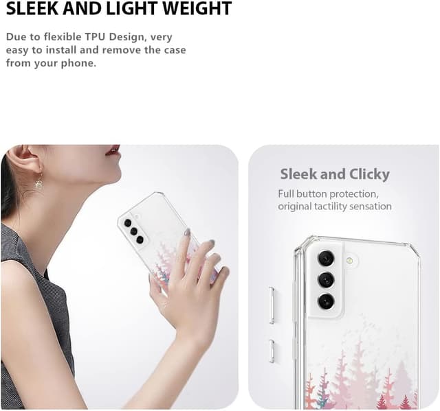 Detalle de CAROKI clear case for Samsung S21 FE – shockproof transparent TPU bumper cover