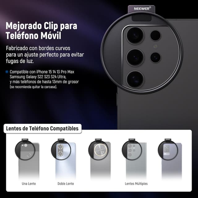 Detalle 1 de NEEWER Clip de Filtro de Lente 67mm para iPhone