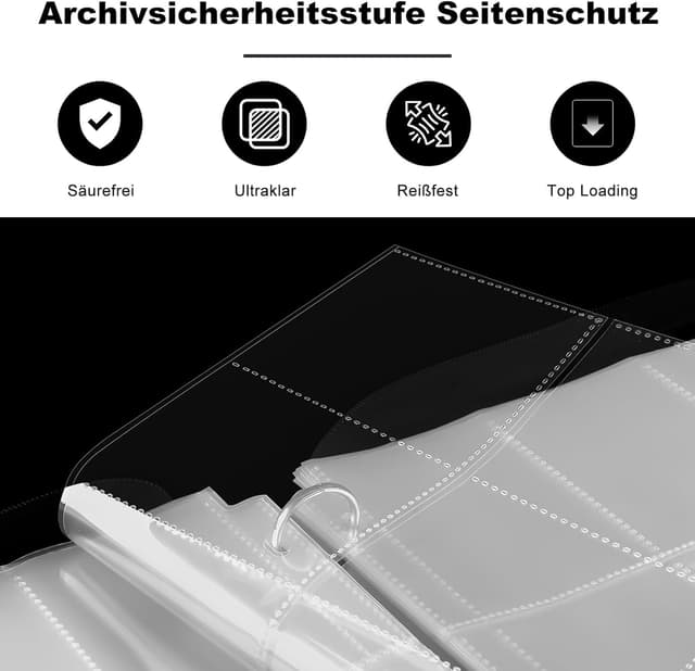 Detalle de Mlikero Sammelalbum für Sammelkarten (für 720 Karten, 9 Taschen) – MTG & Fußball-Karten, blau