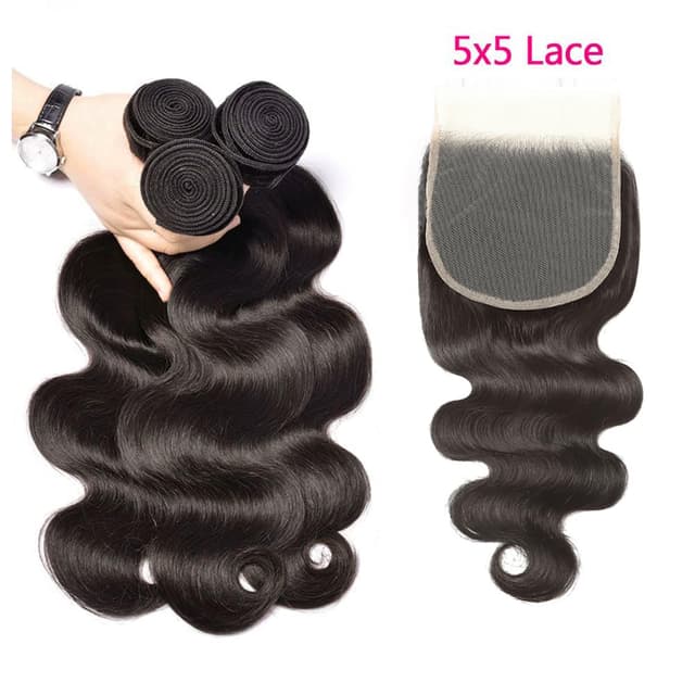 Detalle 2 de LUCASHA 18/20/22 Inch Body Wave Bundles with Closure (16 Inch 5x5 HD Lace Closure)