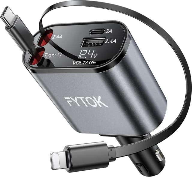 Detalle de Retractable car charger 4-in-1 66W