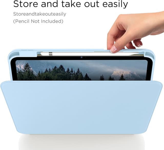 Detalle de CACOE 360 Rotating Case for iPad (A16) 11th/10th Generation with Pencil Holder – Shockproof Light Blue