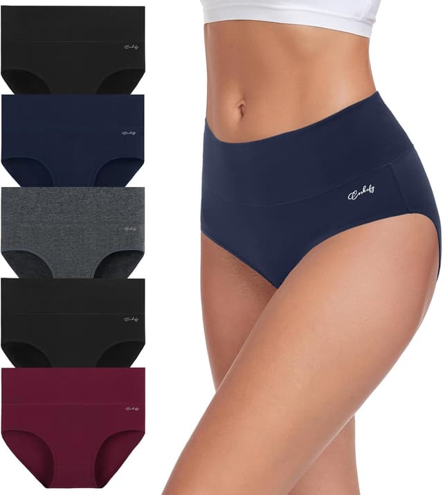 Detalle de coskefy High Waisted Cotton Panties 5 Pack