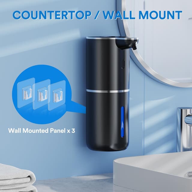 Detalle 2 de Automatischer Seifenspender mit digitaler Anzeige, 380 ml – berührungslos, USB-wiederaufladbar, IPX5