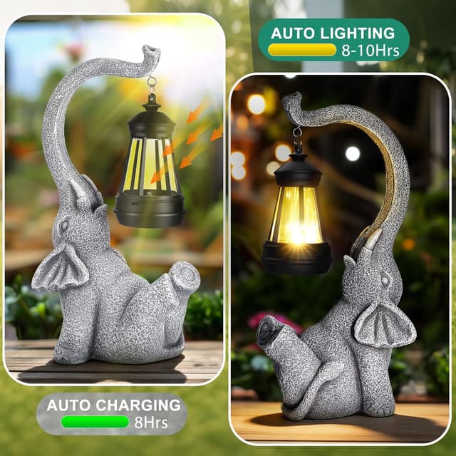 Detalle de Linkax solar elephant garden ornaments for Mother’s Day – outdoor statue light