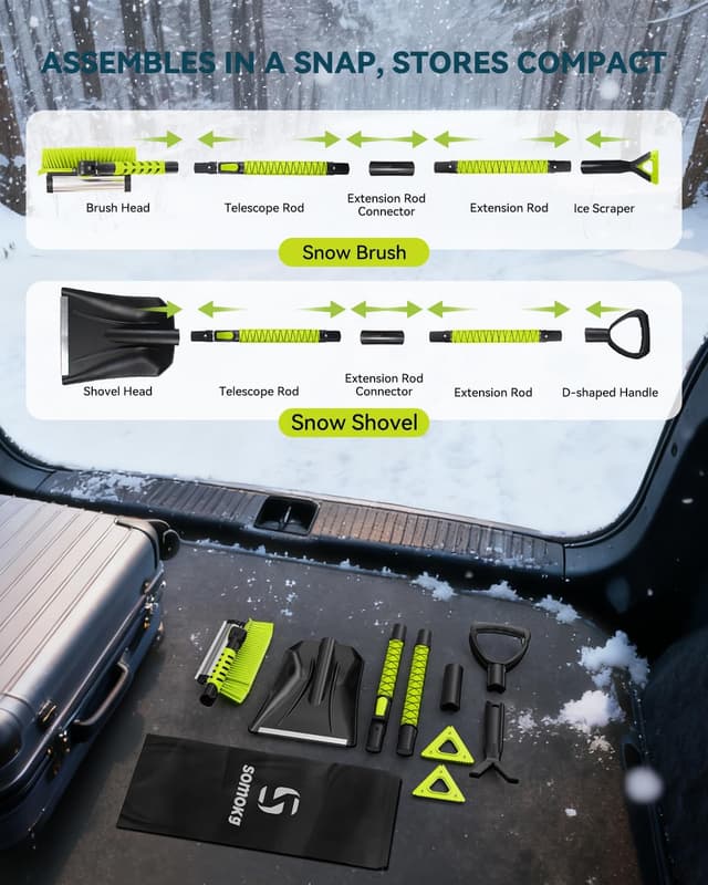 Thumbnail 5 de 60" Upgraded Snow Brush Shovel with Squeegee