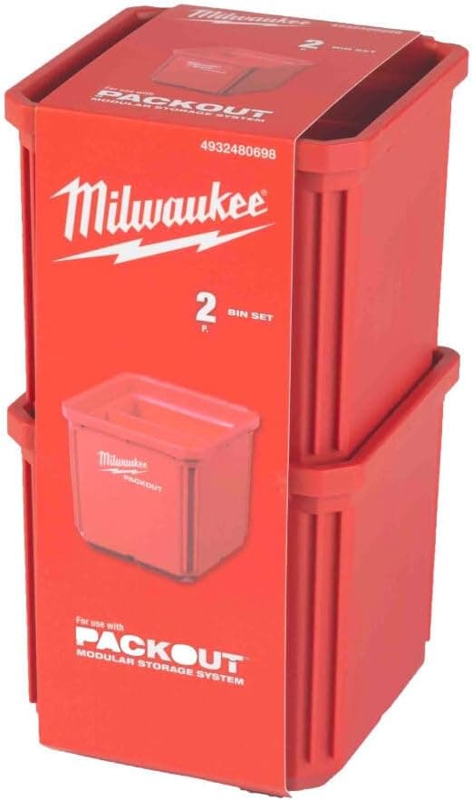 Detalle de Milwaukee PACKOUT contenitori 10×10 cm (2 pezzi) con divisori rimovibili per minuteria
