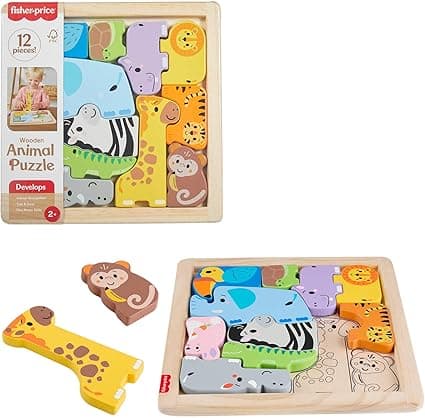 Imagen de Fisher-Price Rompecabezas de Animales en Madera 🐻 Clasificación de Formas en OfertitasTOP
