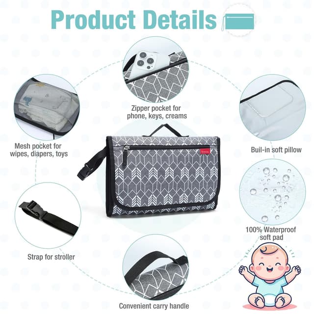 Thumbnail 4 de Wickelunterlage 63 × 35 cm, tragbar grau