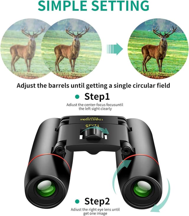 Detalle 2 de POLDR 12x25 Small Pocket Binoculars (Compact Adults & Kids) for Bird Watching, Concerts & Theater