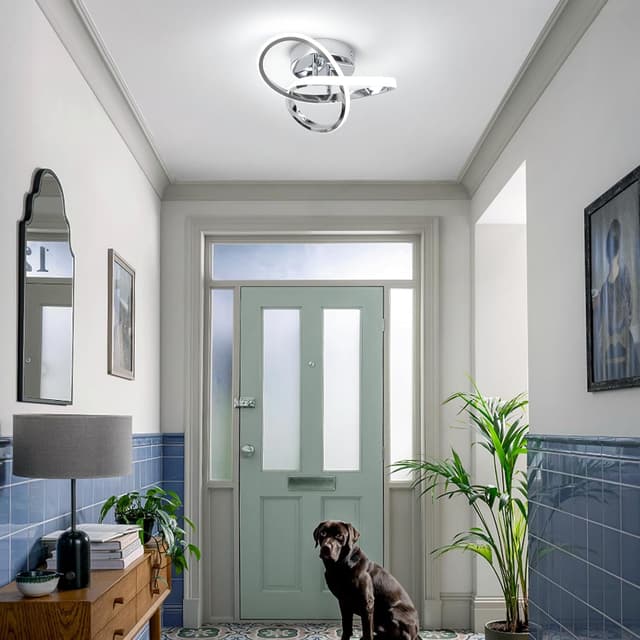 Detalle 2 de EIDISUNY Modern Chrome Ceiling Light 25cm 22W ⌁