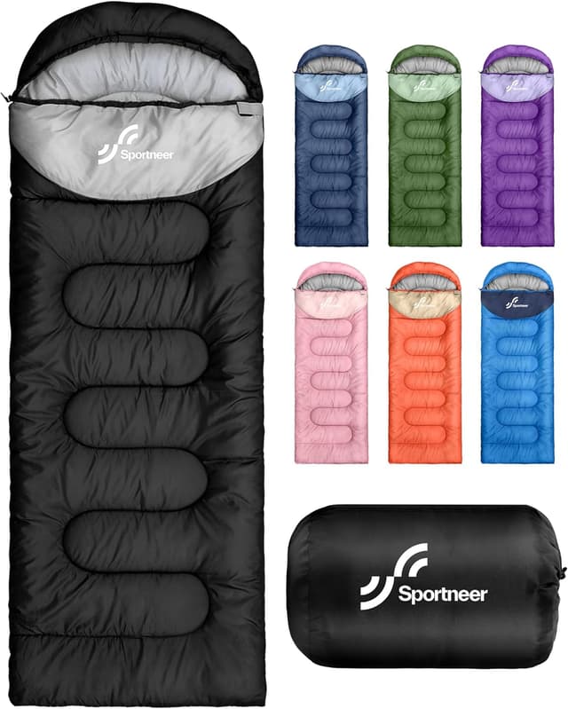 Detalle de Sportneer Camping Sleeping Bag for Adults & Kids (3–4 Season), Warm Lightweight & Compact