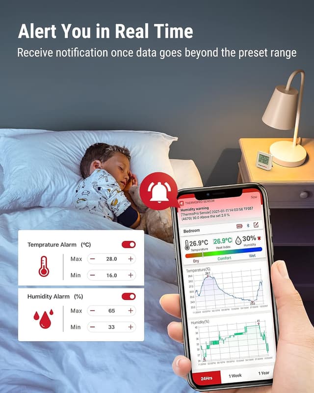 Detalle 2 de ThermoPro TP357 Bluetooth Hygrometer 80m đĄ