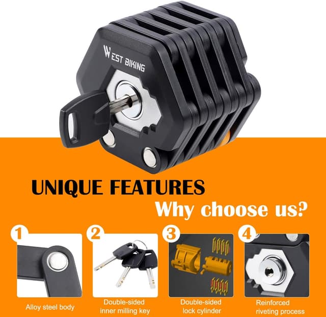 Detalle de LuTuo Folding Bike Chain Lock (Heavy Duty Alloy Steel), with 3 Keys, 79cm/31inch