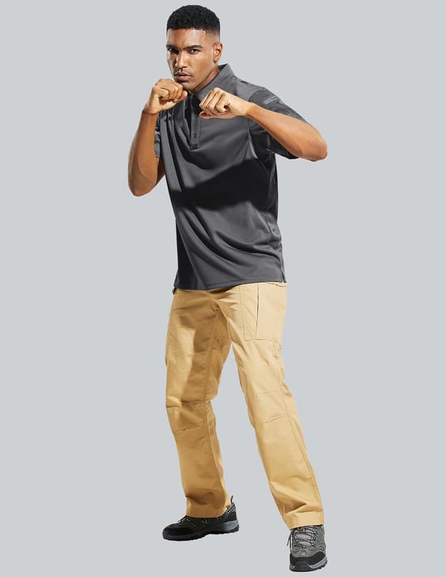 Detalle de MIER Men’s Outdoor Performance Tactical Polo Shirts (Short & Long Sleeve), Moisture-Wicking