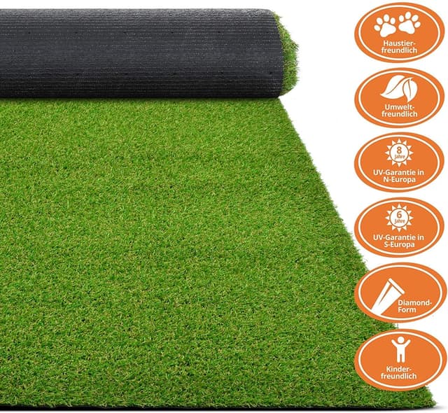 Detalle de Floordirekt Kunstrasen Outdoor Rasenteppich als Meterware – 18 mm Florhöhe, 200 x 300 cm