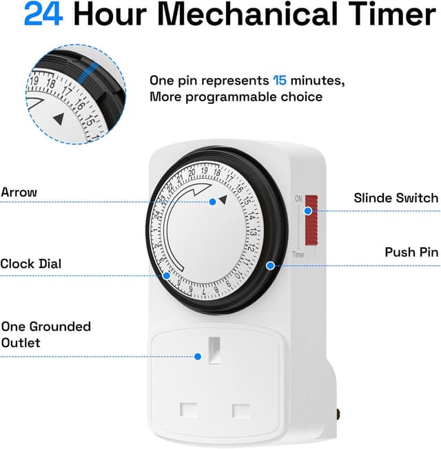 Thumbnail 2 de HBN Plug Timer Socket UK 2 Pack 15min