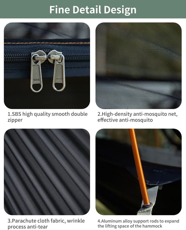 Thumbnail 6 de Travel Bird hamac de camping 3 en 1 avec moustiquaire et pare-soleil, 290 x 140 cm