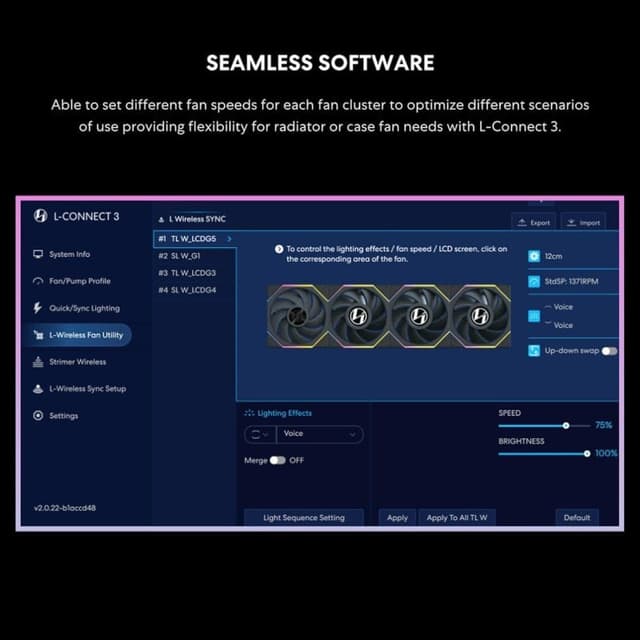 Thumbnail 2 de Lian Li UNI FAN TL 120 Wireless Pack triple 120 mm blanco 🖥