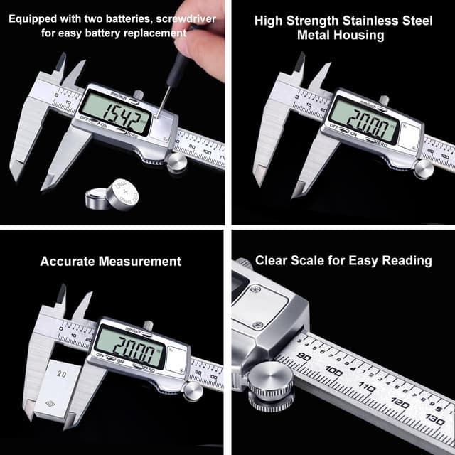 Detalle de Kynup calibro a corsoio digitale 200 mm in acciaio inox con display LCD