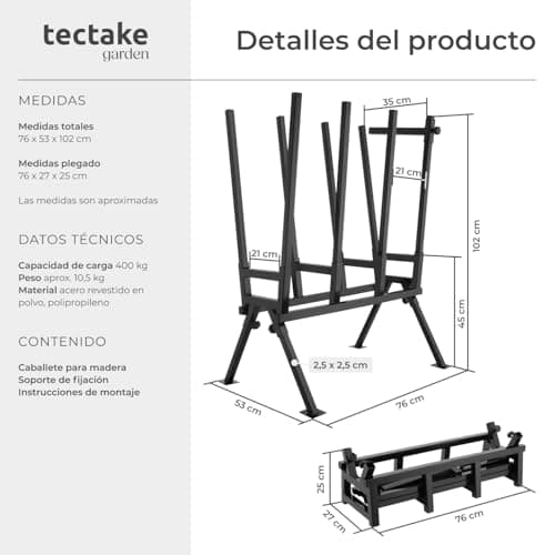 Thumbnail 5 de tectake Banco de Trabajo Plegable 76 x 53 x 102 cm