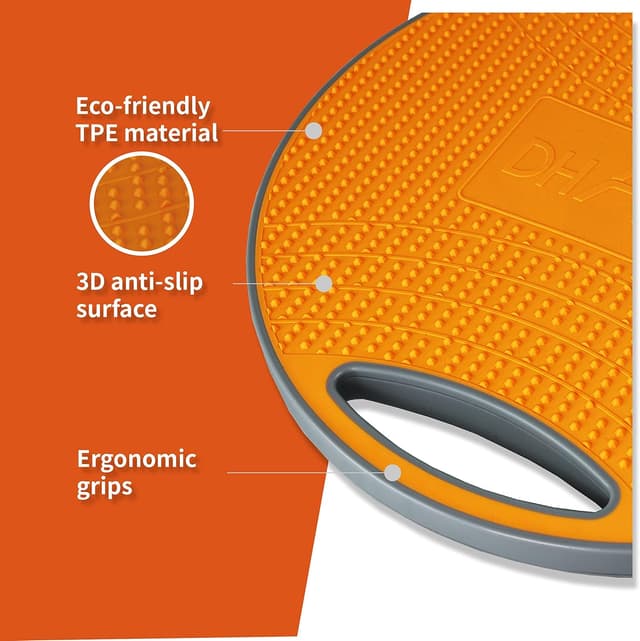 Detalle de DH FitLife Balance Board (Wobble Board with Handles) – Extra Large Ø42cm, up to 200 KG
