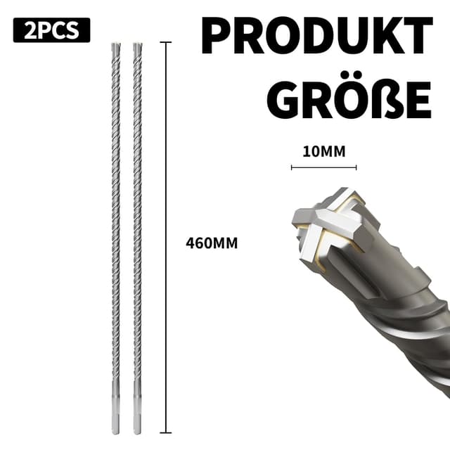 Detalle 2 de SDS-Plus Bohrer 40 mm × 460 mm für Beton, Mauerwerk & Stein – Doppelspirale & selbstzentrierende YG8C Schneiden