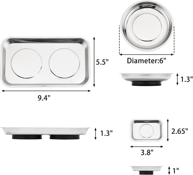 Detalle de Mayouko 3PCS magnetic parts tray set — stainless steel