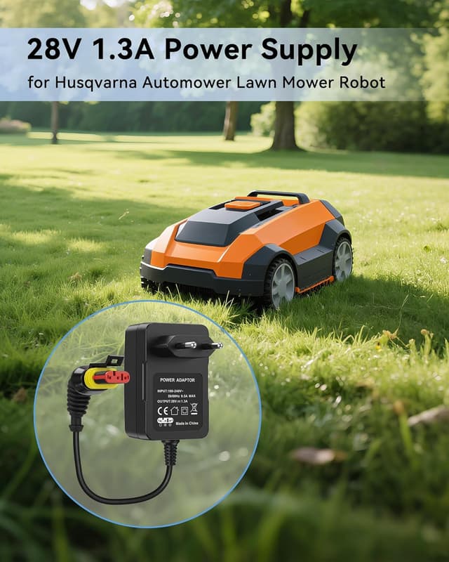 Detalle de Binamao Adaptateur secteur 28V 1,3A pour chargeur de tondeuse robot Husqvarna Automower & Gardena (compatible 5931636-01)