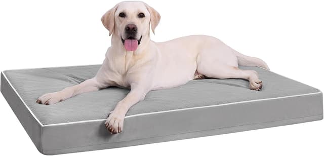 Detalle de KSIIA Large Orthopedic Dog Bed (91x68x7cm) with Removable Washable Cover & Non-Skid Base, Grey