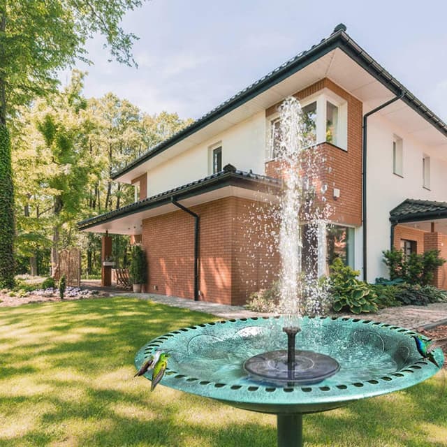 Detalle de AISITIN Solar Fountain 3.5W Circle Solar Water Pump with Built-in Battery and 10 Spray Nozzles