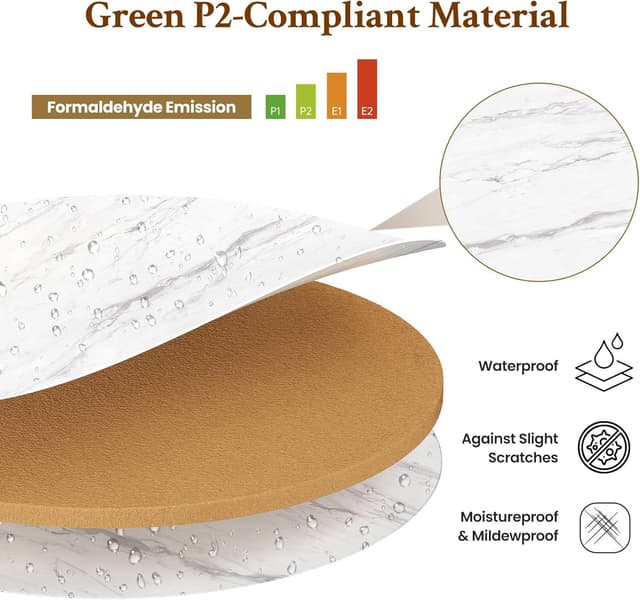 Detalle de Dripex lot de 2 tables basses gigognes rondes avec rangement et plateau effet marbre