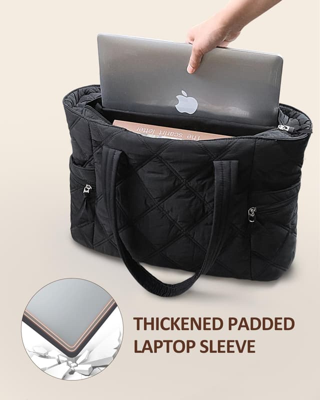 Thumbnail 6 de Prite Quilted Tote Bag for Women (Large Puffer) with Laptop Padded Compartment