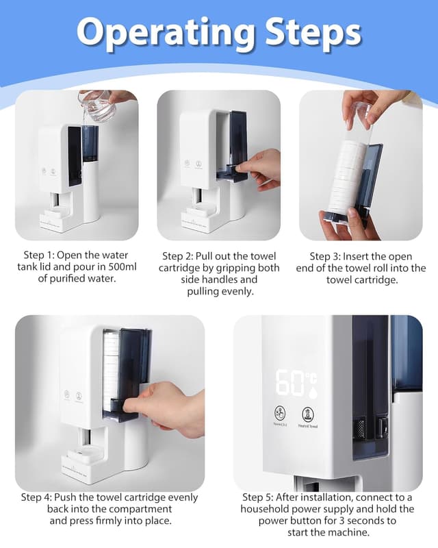Detalle de Hot Face Towel Heater Machine (Automatic Disposable Towel Warmer) with Steam, 55°C Constant Temperature