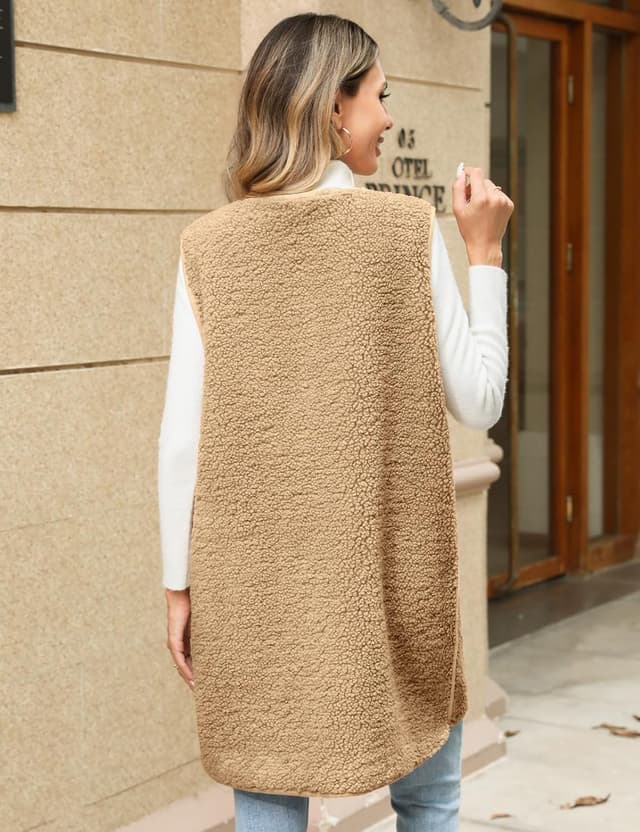 Detalle de Tuopuda Teddy Fleece Weste für Damen