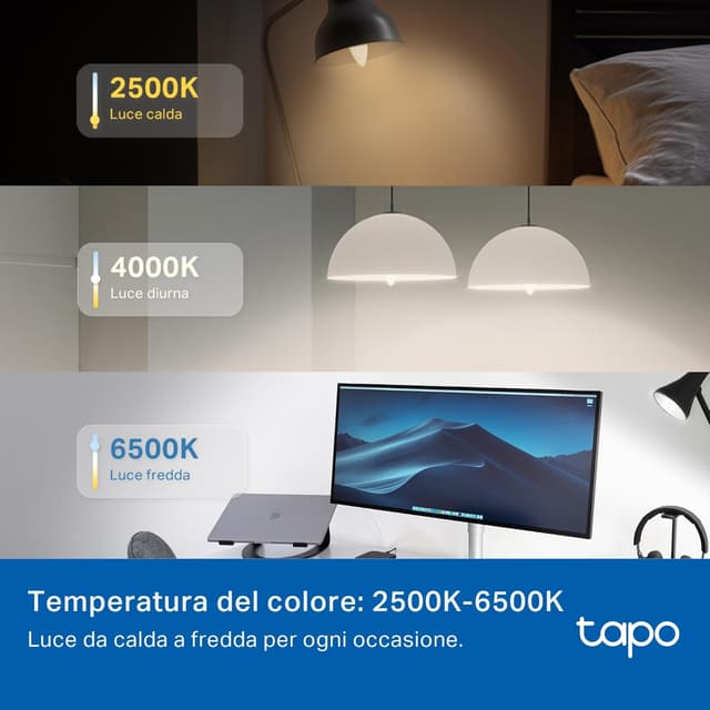 Detalle 2 de Tapo L430C lampadina smart E14 multicolore (Alexa/Google) con Sync-to-Music e timer, 4 pezzi