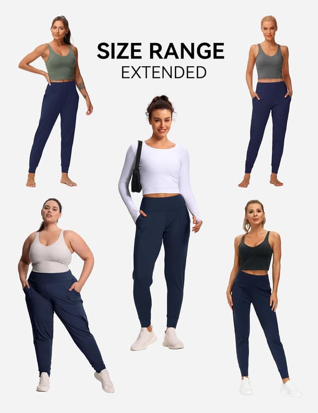 Detalle de THE GYM PEOPLE Damen Jogginghose mit 4-Wege-Stretch, High Waist & Seitentaschen
