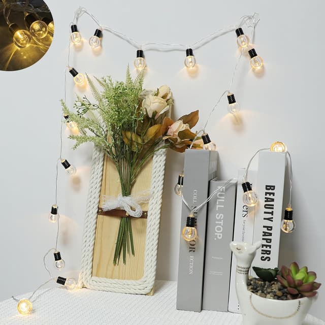 Detalle 2 de A.bigwhale LED-Lichterkette Batterie 20 Warmweiß mit Timer (240 cm)