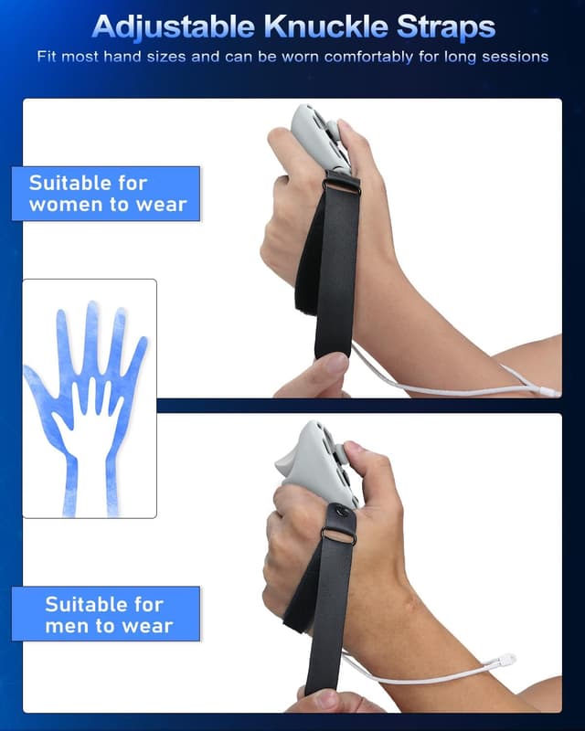 Detalle de AMZDM Controller Grip for Oculus Meta Quest 3S / Quest 3 VR Controllers (Gray) — Non-Slip Silicone Covers + Thumb Caps